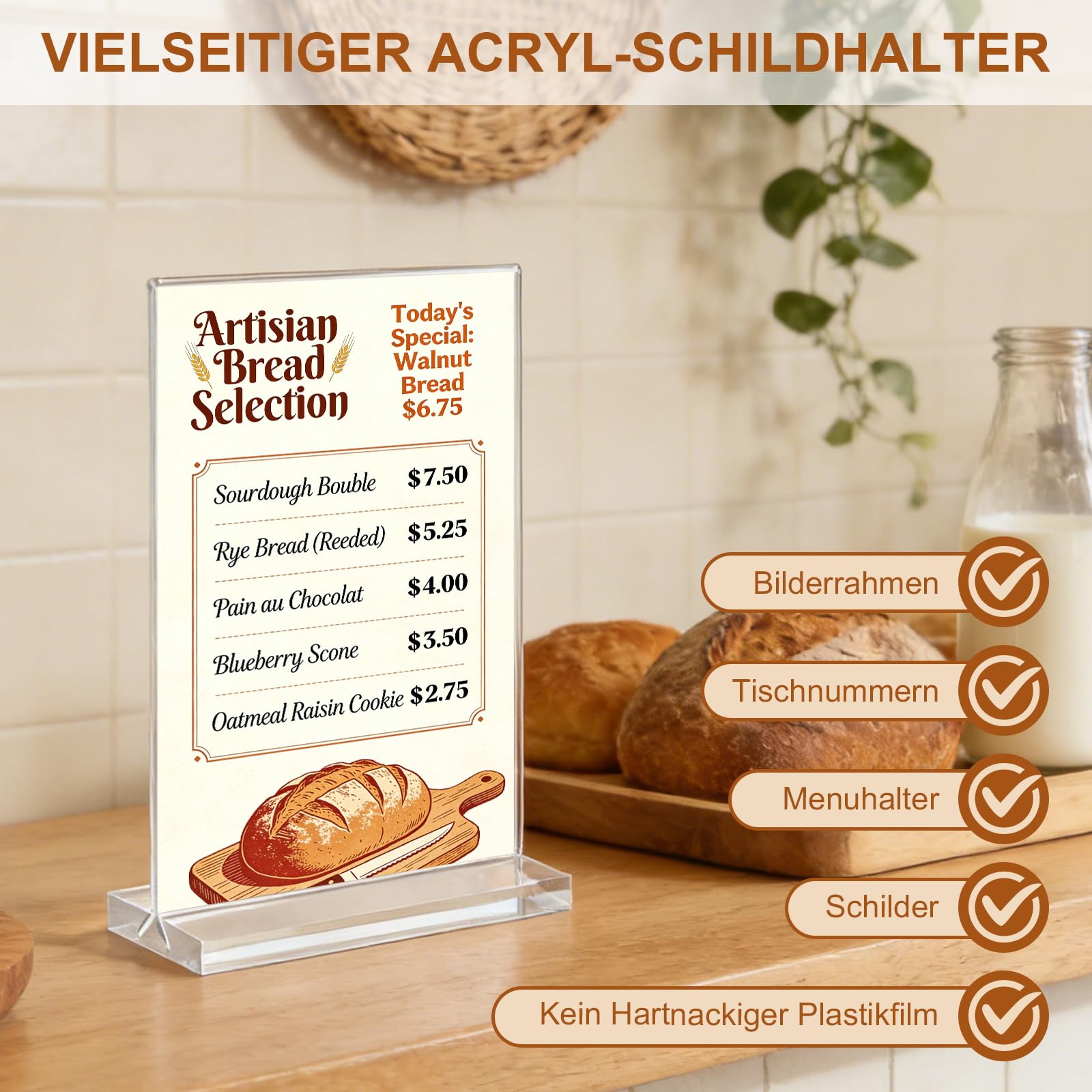 6 Stück Tischaufsteller A5 Acryl Aufsteller Menükartenhalter Preisschilder Aufsteller A5 T-Ständer Tischkartenhalter für Büro Restaurant Cafe Shop Hochzeit