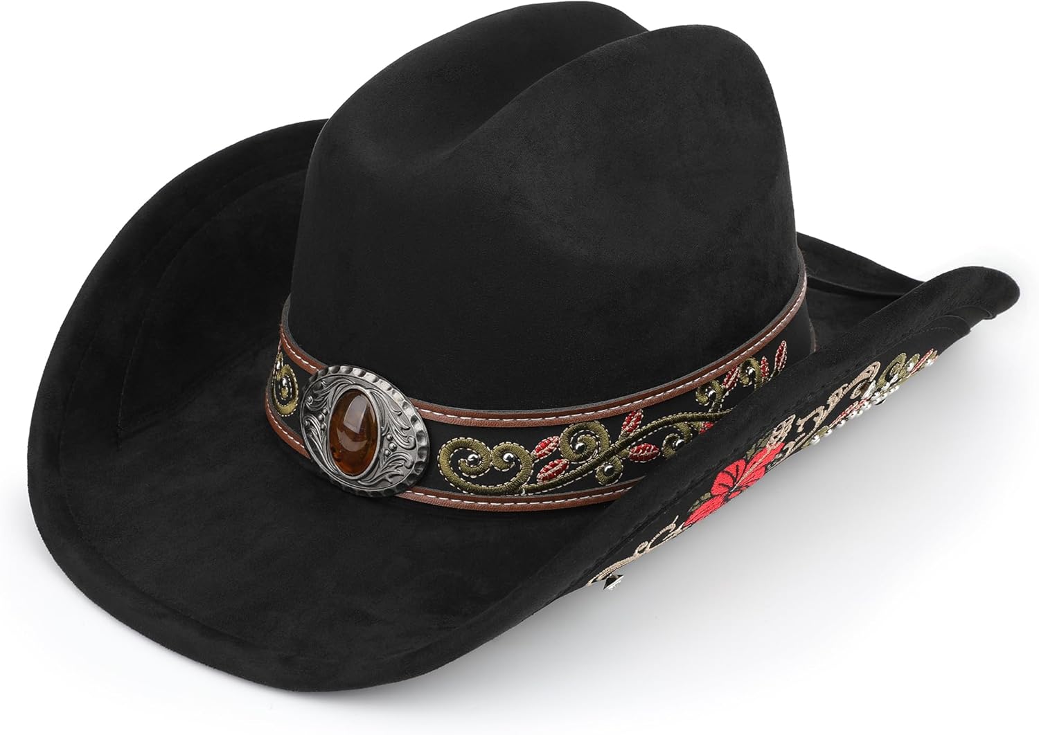 Western Cowboy Hat for Men and Women, Shapeable Big Wide Brim Cowgirl Hat with Embroidery - Image 2