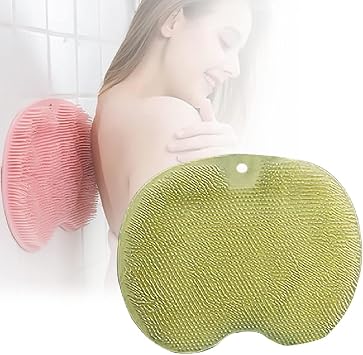 Shower Foot Back Scrubber Massage Pad, 2025 Shower Foot Scrubber Mat with Non-Slip Suction Cups Wall Mounted Slip Suctions Cups for Use in Cleaner Men and Women Foot Back Cleaning Pad Green