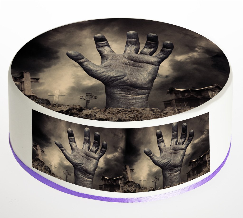 Buy Zombie Hand Cake Topper. Round Cake Topper. Edible Icing Sheet 7.5