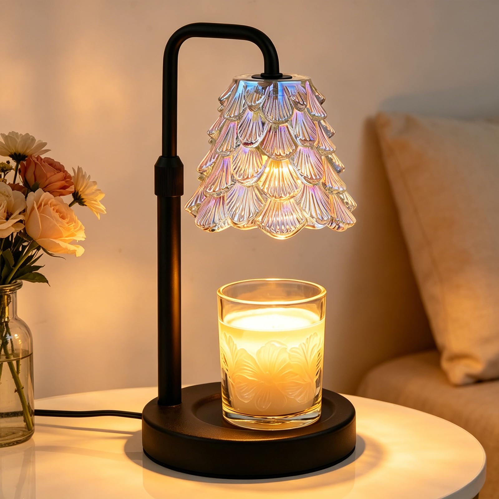 Candle Warmer Lamp with Timer & Brightness, Adjustable Height, Birthday Gifts for Women/Mum, New Home Gifts for Friends (Clear DragonScale)