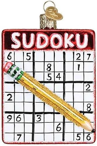 Old World Christmas Sudoku - Adornos de Navidad únicos de vidrio soplado 2020 para decoraciones de árbol de Navidad