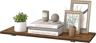 SONGMICS Floating shelf, decorative wall shelf, modern style, for bedroom, living room, dining room, kitchen, max. load 10kg, 20 x 60 x 7 cm, rustic brown and matte black LWS004KD01