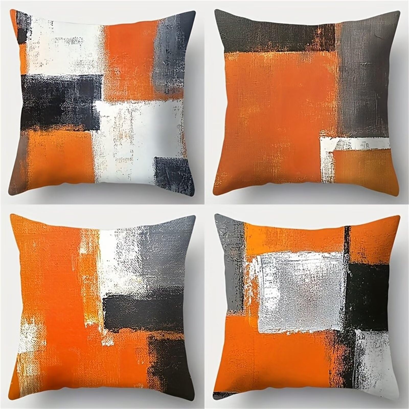 Housse de coussin 35x35 cm jaune gris taie oreiller lin carre robuste terrasse