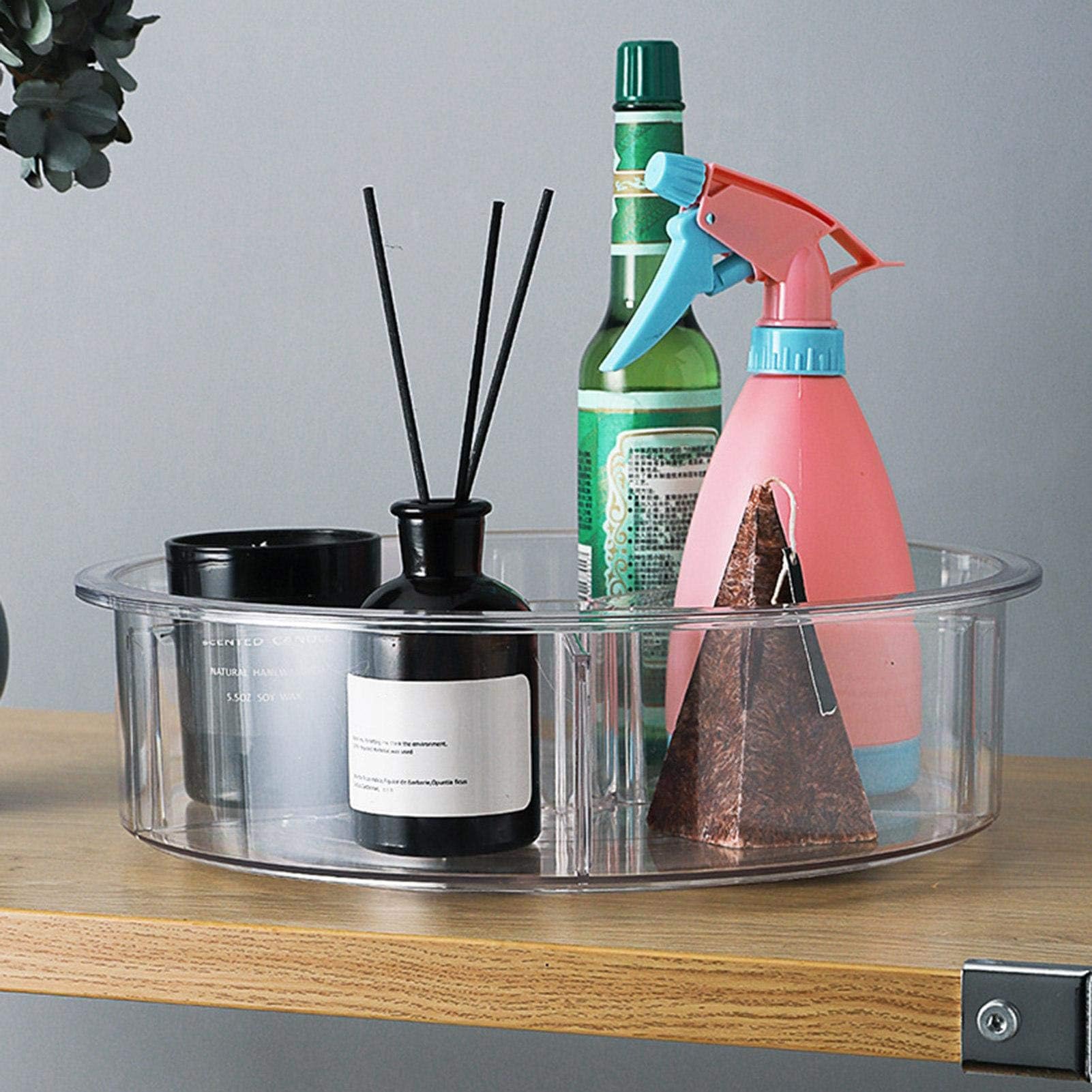 Lazy Susan Plateau tournant nizer pour condiments, épices et ustensiles Conteneur de rangement en plastique avec sections divisées