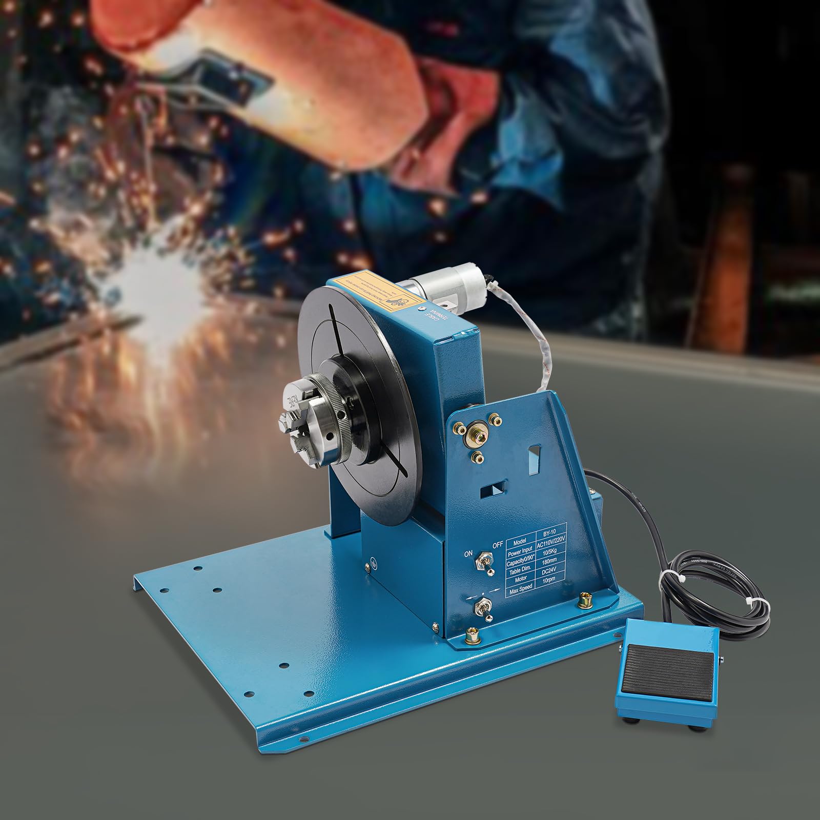 Posicionador de soldadura rotativo, posicionador de soldadura giratorio de 10 rpm, capacidad 10 kg/22 lb (horizontal), 5 kg/11 lb (vertical), mesa giratoria portátil para posicionamiento de