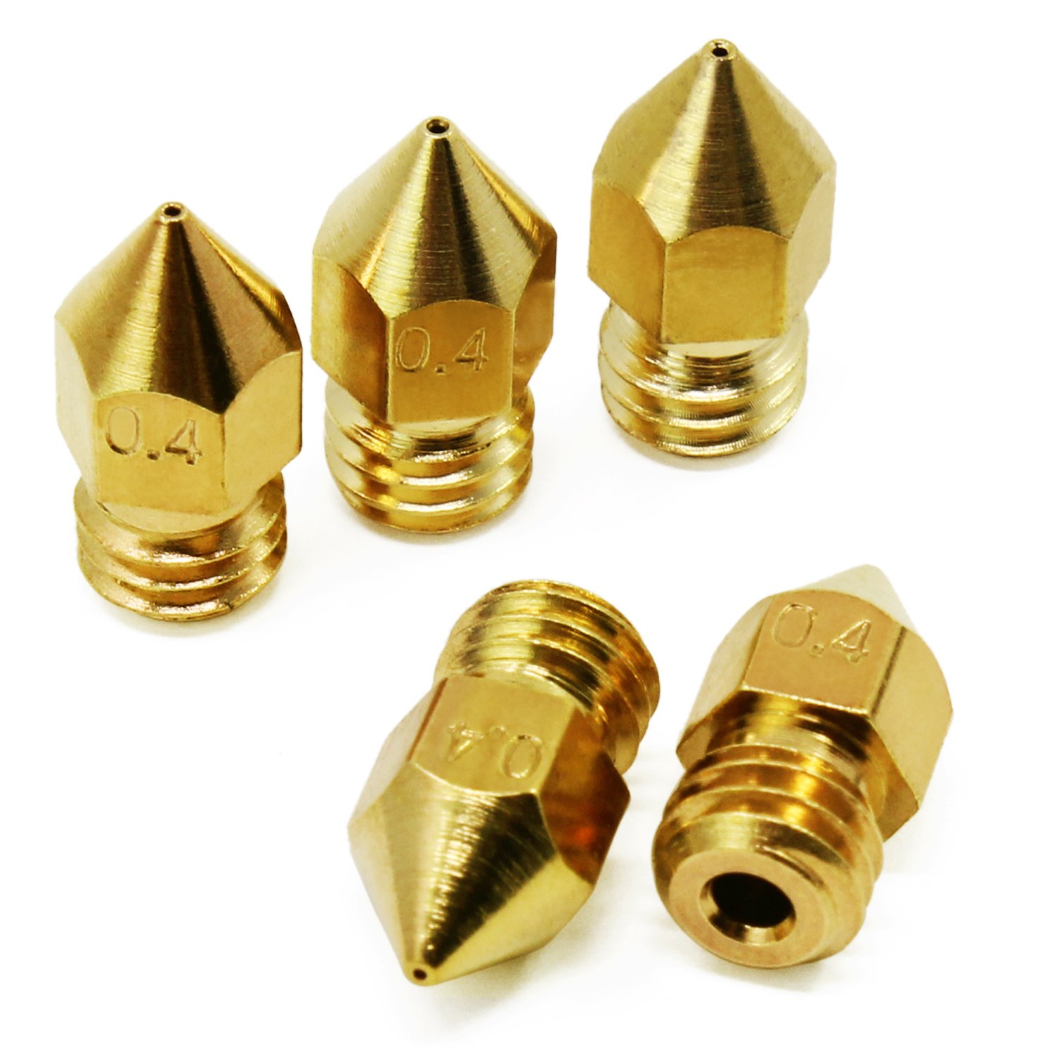 OCR 5Pcs 0.4mm MK8 Nozzles Print Heads, Extruder Brass Nozzle 3D Printer Head for 1.75MM MK8 Makerbot