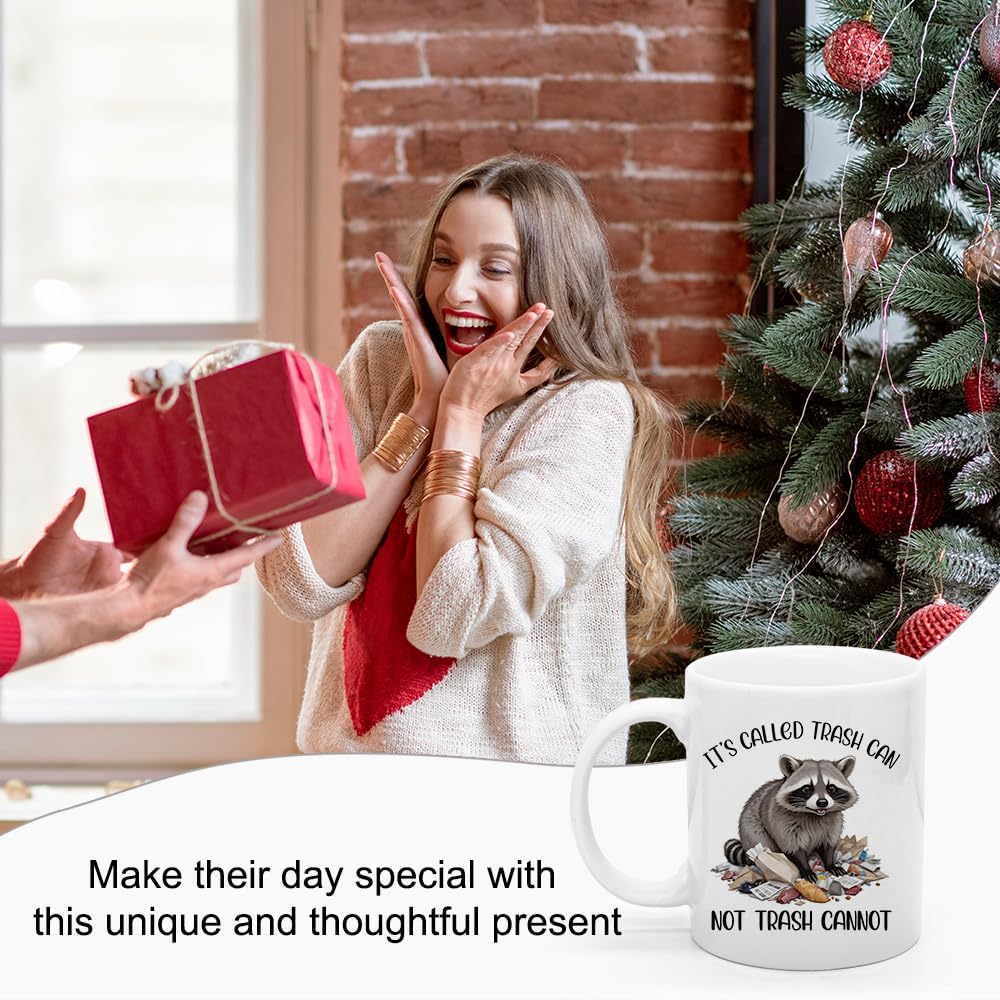 XQLZY It's Called Trash Can Not Trash Cannot Coffee Mug, Funny Raccoon Sarcastic Office Gifts for Coworker Work Friends Boss Leader, Birthday Gifts for Men Women Sisters BFF Friends Raccoon lover - Image 6