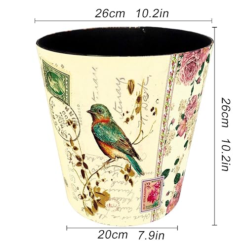 Miniatura 2 de Scakbyer Cubo de basura de 2.64 galones, cesta de basura decorativa, cesta de papel de piel sintética, bote de basura impermeable para baño,