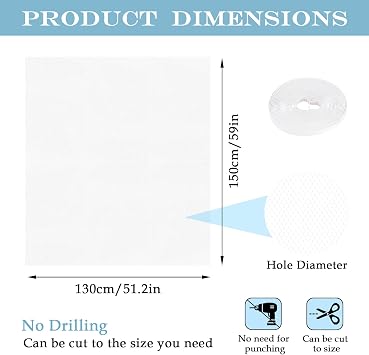 6 Pack Fly Screen for Windows, Self-Adhesive Mosquito Net 130x150 cm, DIY Cut to Size Window Mesh, Removable Insect Netting for Bugs, Flies & Mosquitoes – Keep Cool & Pest-Free in Summer (White)