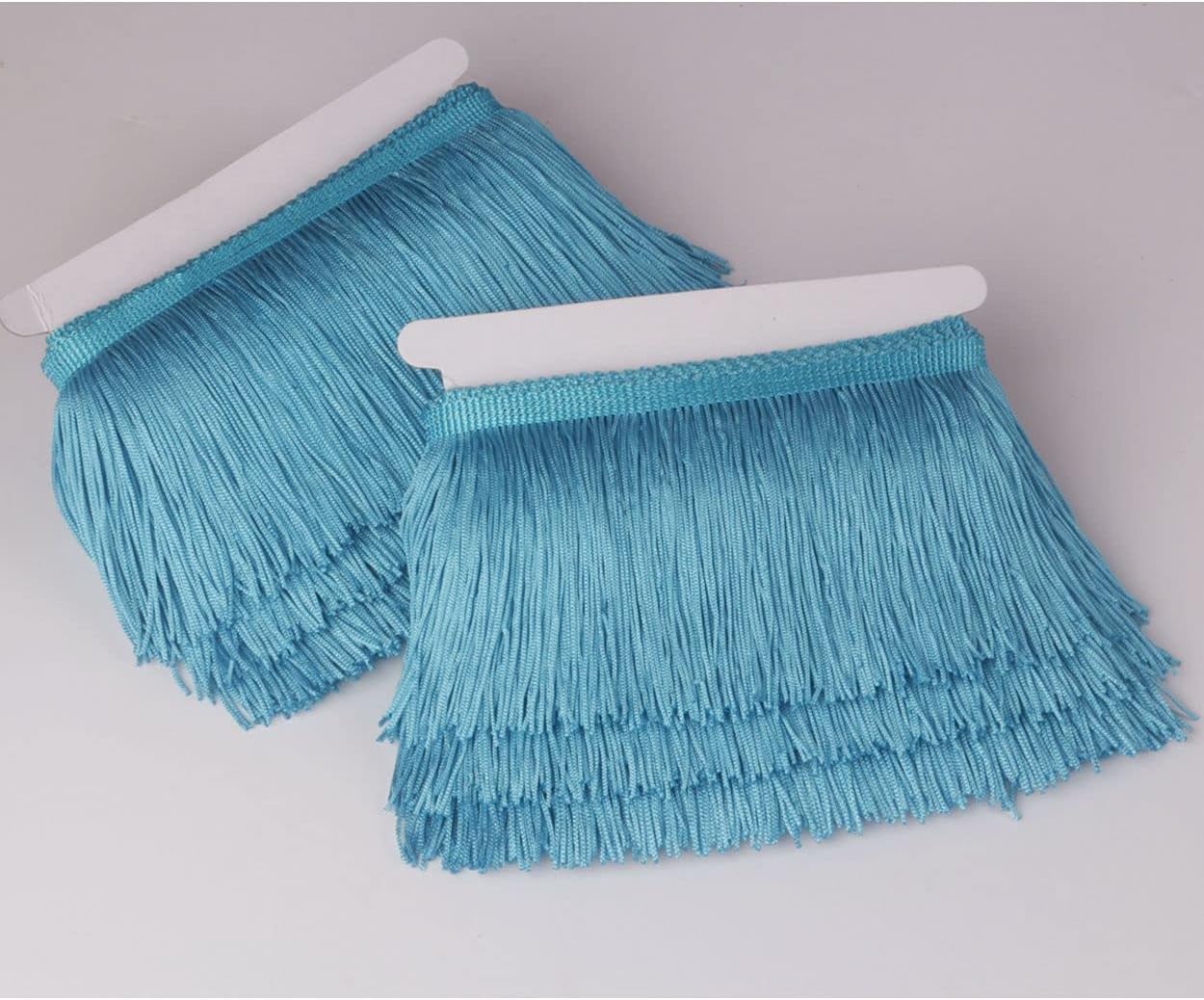 Fringe Trim Lace Polyerter Fibre Tassel 4inch Wide 10 Yards Long for Clothes Accessories Latin Wedding Dress DIY Lamp Shade Decoration Black (Lake Blue)