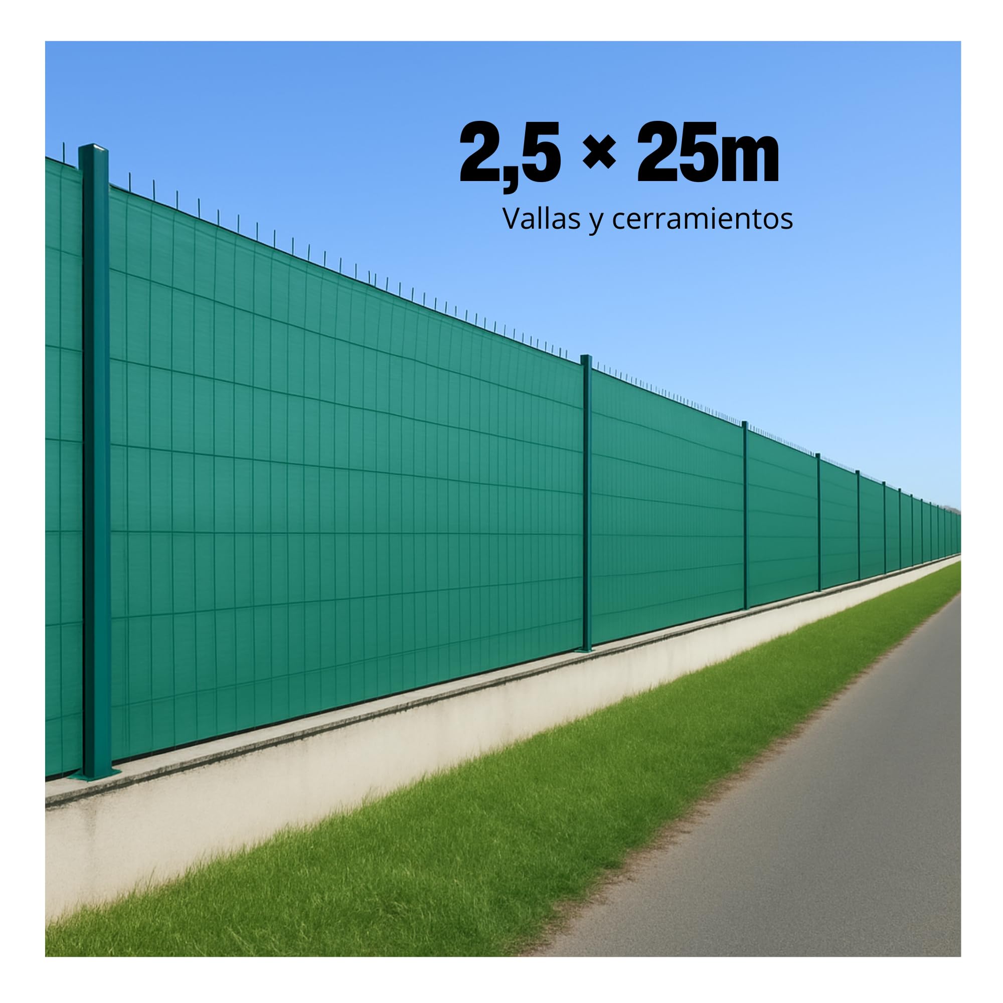 Riegolux Malla de Ocultación Jardín Verde 2 x 25 m, 70% Ocultación, 70 g/m², Malla para Vallas, Cercados y Privacidad Exterior, Polipropileno