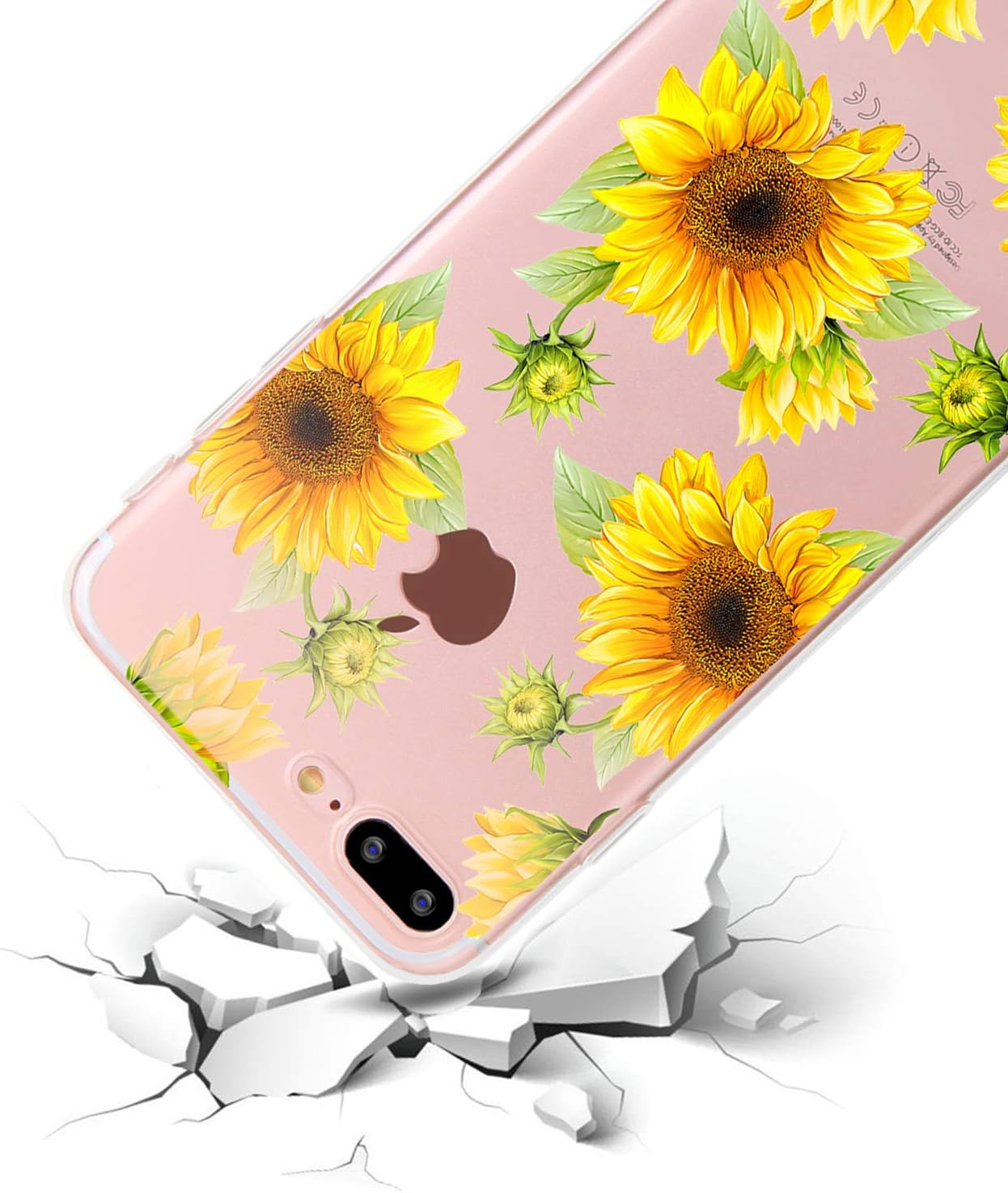 Zeronal Sunflower iPhone 8 Plus / 7 Plus Case Clear Floral Cases with Design, Slim Flexible Crystal TPU Full Protection Phone Cover Compatible with iPhone 8 Plus/iPhone 7 Plus-Sunflower