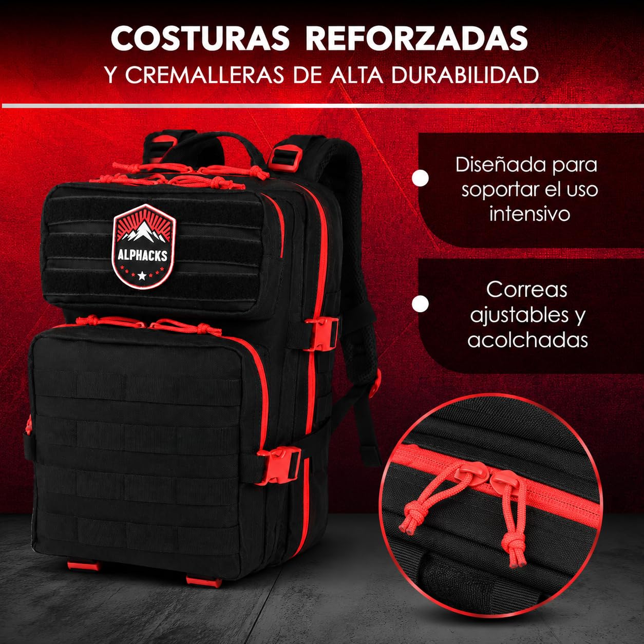 Mochila Militar 25L Impermeable Tactica – Pack 3 en 1 con Funda y Parche – Oxford 900D, KAM/SBS y Bartack MOLLE – Mochila Viaje Compacta – Senderismo, Moto, Crossfit