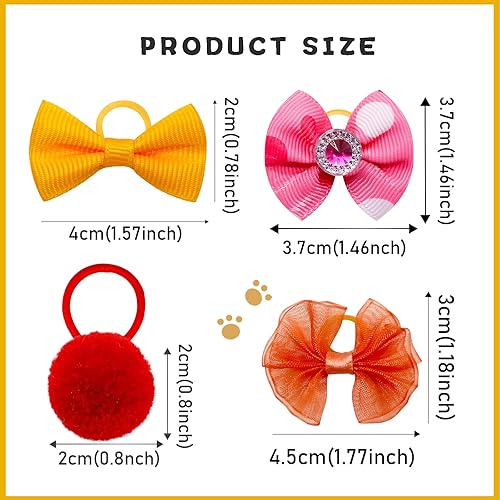 Miniatura 5 de 80 lazos para el pelo de perro, lindos lazos para cachorros con bandas de goma, accesorios de aseo para el pelo de Yorkie a granel, lazos para