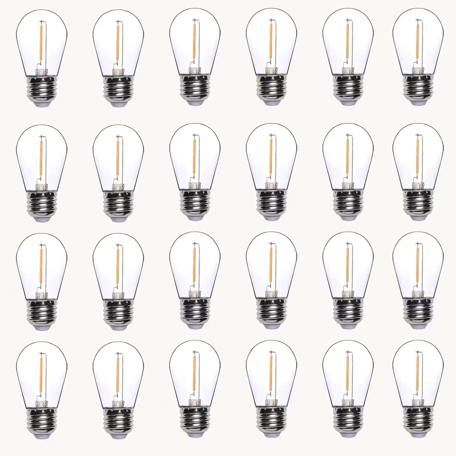 S14 Replacement Light Bulbs 24 Pack LED, Waterproof Shatterproof 1W Outdoor String Light Bulbs, E26 Regular Base, 2200K Warm White, Non-Dimmable