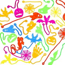 LOMIMOS 50pcs Halloween Stretchy Sticky Hand, Skeleton Bat Ghost Pumpkin Toy for Kid Party Favor Goody Bag Stuffer Classroom Prize Reward Gift Treasure Box Pinata Filler