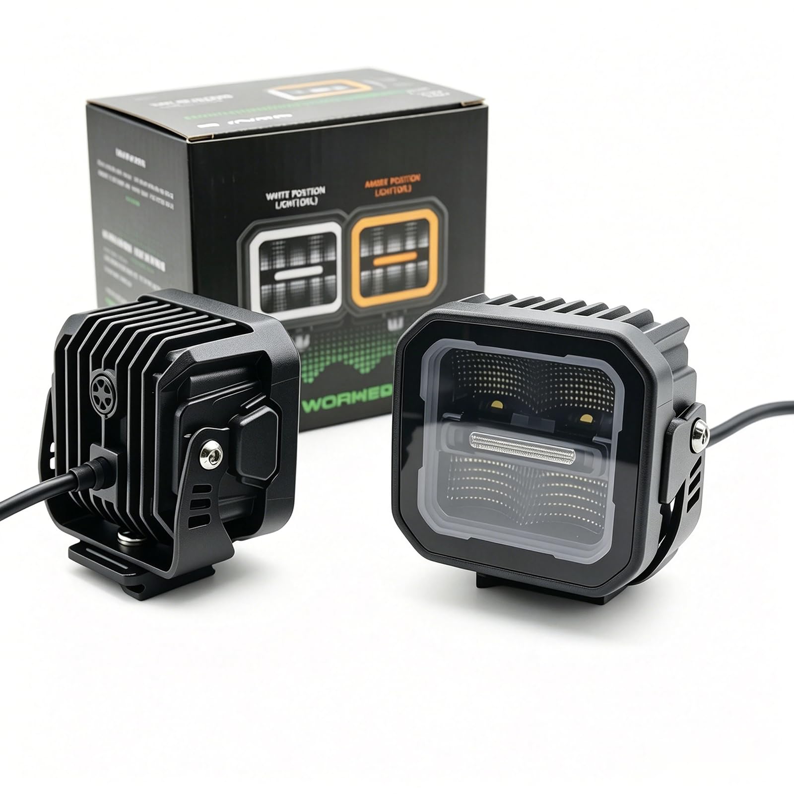 SageSunny Projecteur de travail LED 3 pouces 40W 4000lm 9-30V, rotation à 360 degrés, feux de jour ambre et blancs, pour camions, Jeep, SUV, quads et SSV, 1 pièce - garantie 18 mois
