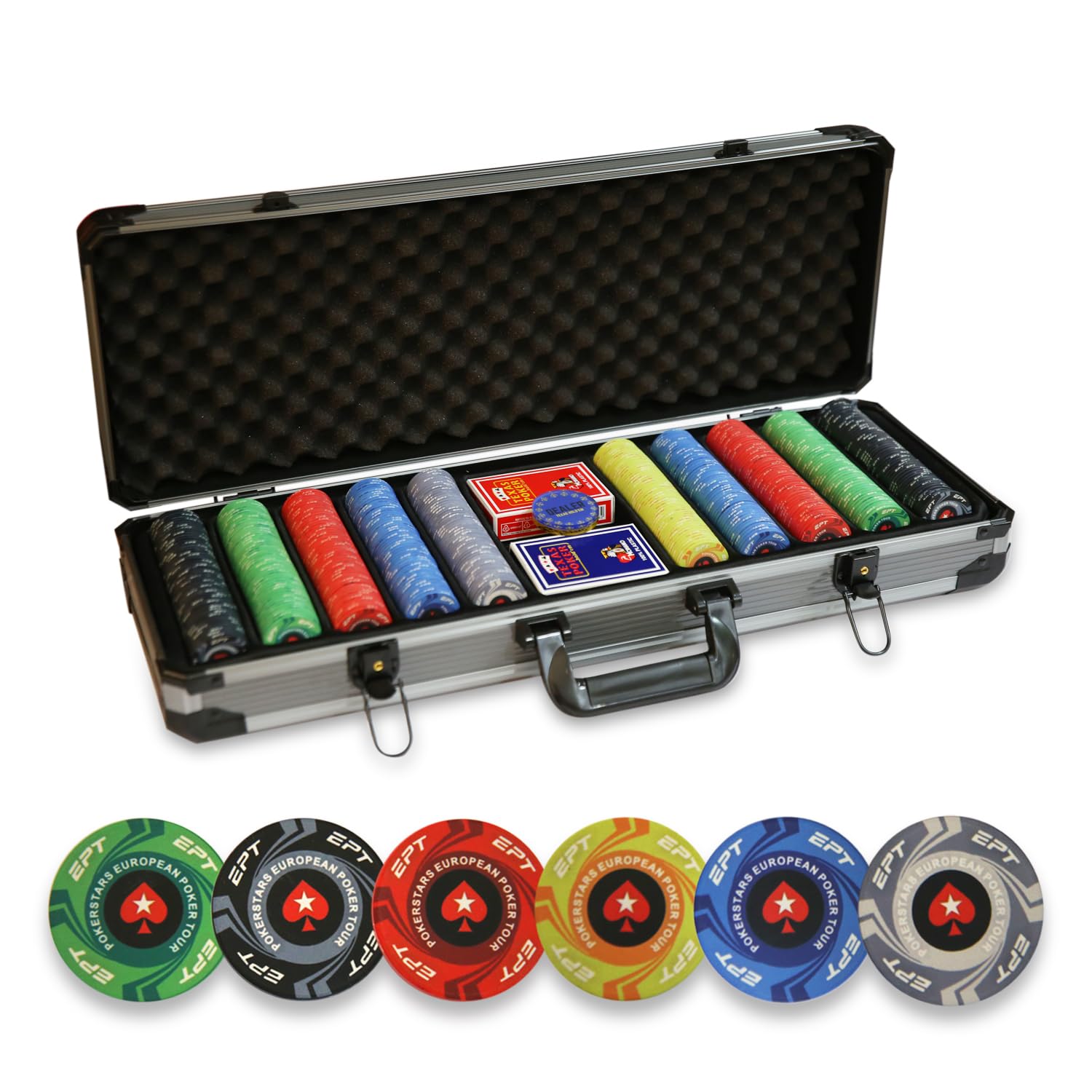 Poker Stuff India EPT Ceramic Poker Chip Set – 500 Pcs 40mm 13g