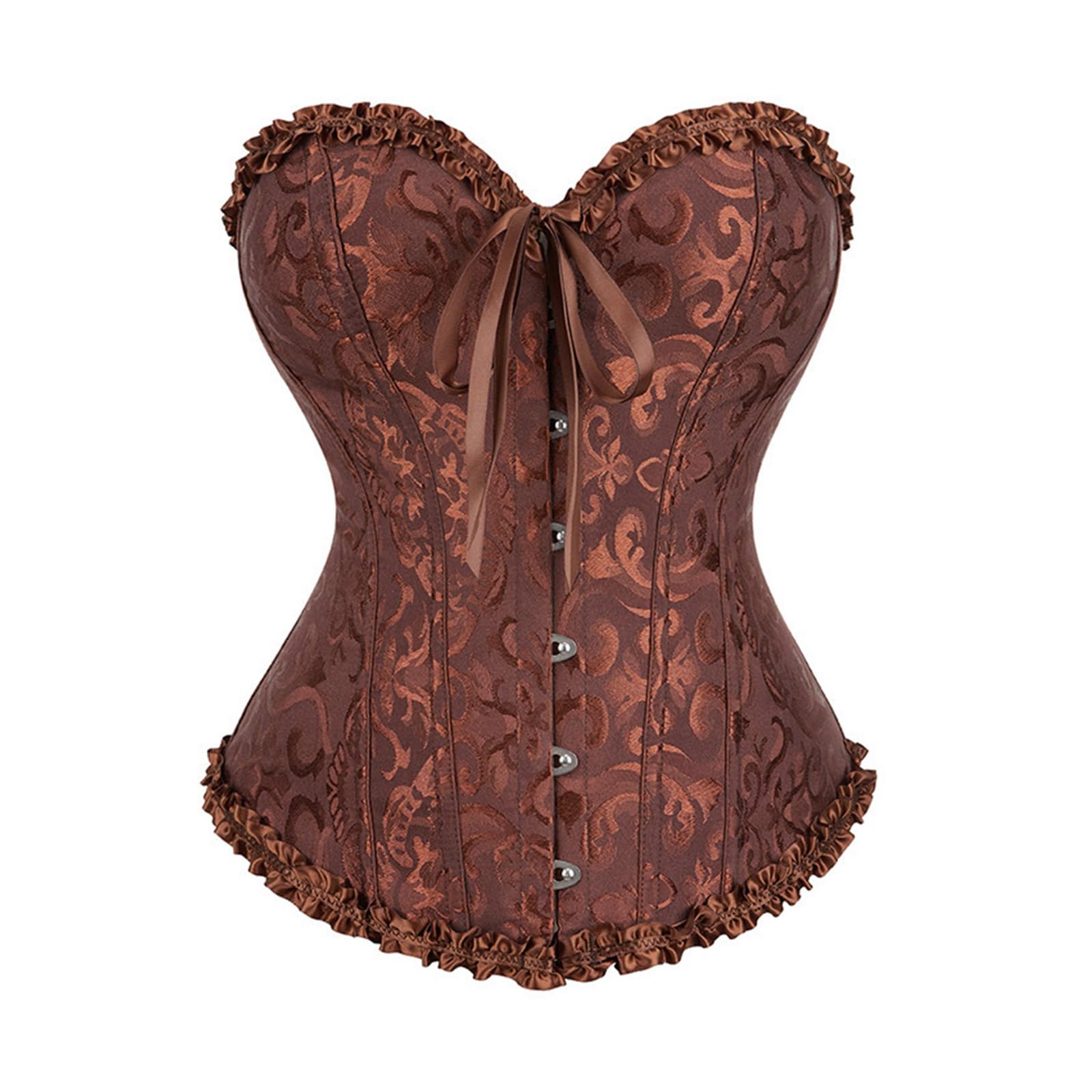 MICFENY Elegant Laces Up Corset Top Full Breast Nylon Blend Breathable Bustier Top For Prom Event Daily Wear