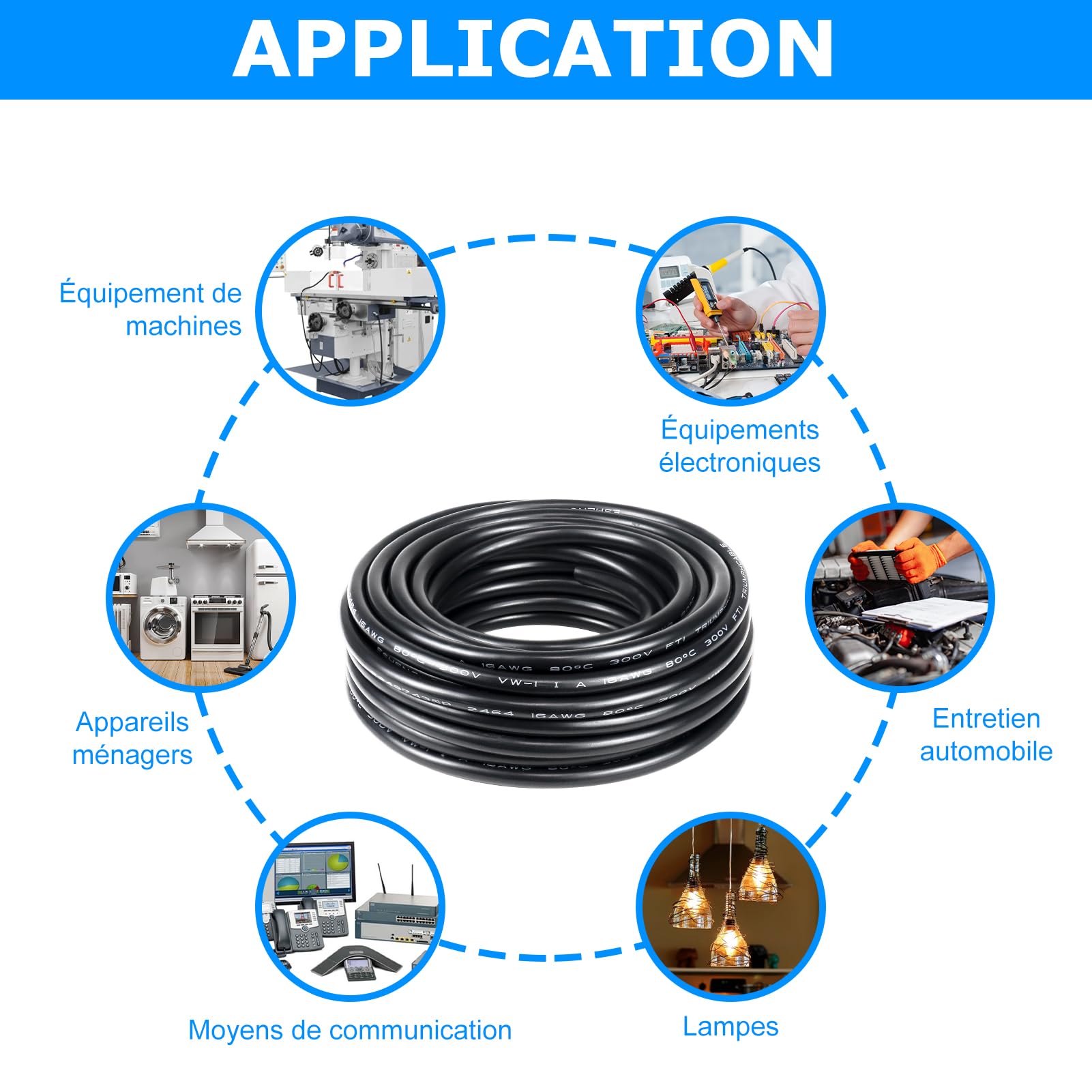 Cable Eléctrico 30 Metros 16 AWG 3x1,5mm², Cable de 3 Conductores 5V/12V/24V/220V, Cobre Estañado, Flexible y Flexible, Baja Impedancia, Alta Resistencia a la Temperatura, Cable de Extensión