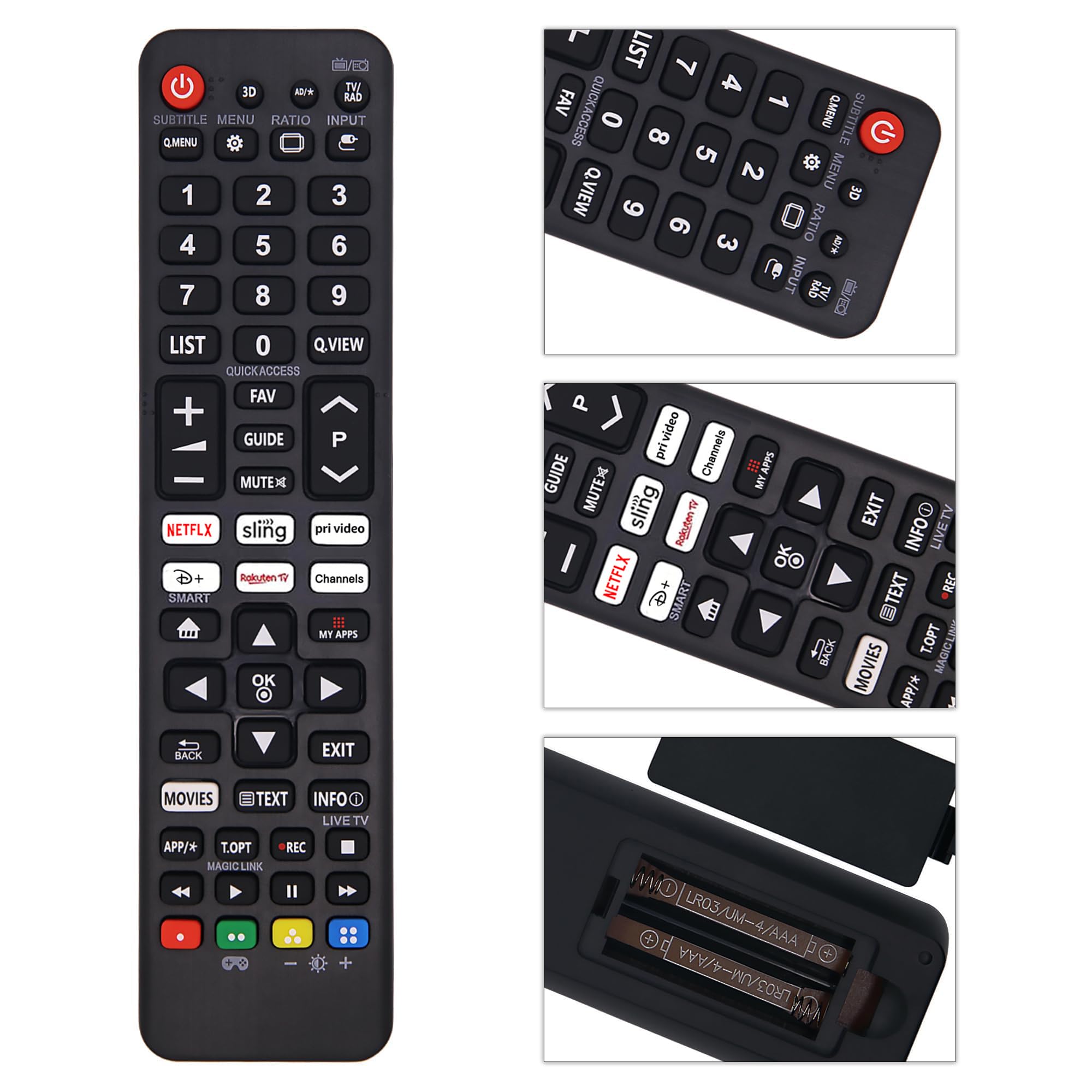 FOXRMT Sostitutivo Telecomando LG Universale TV, Compatibile con tutte le LG Smart TV LED LCD HDTV 3D 4K,con Netflix, RakutenTV, Channels and Disney streaming buttons