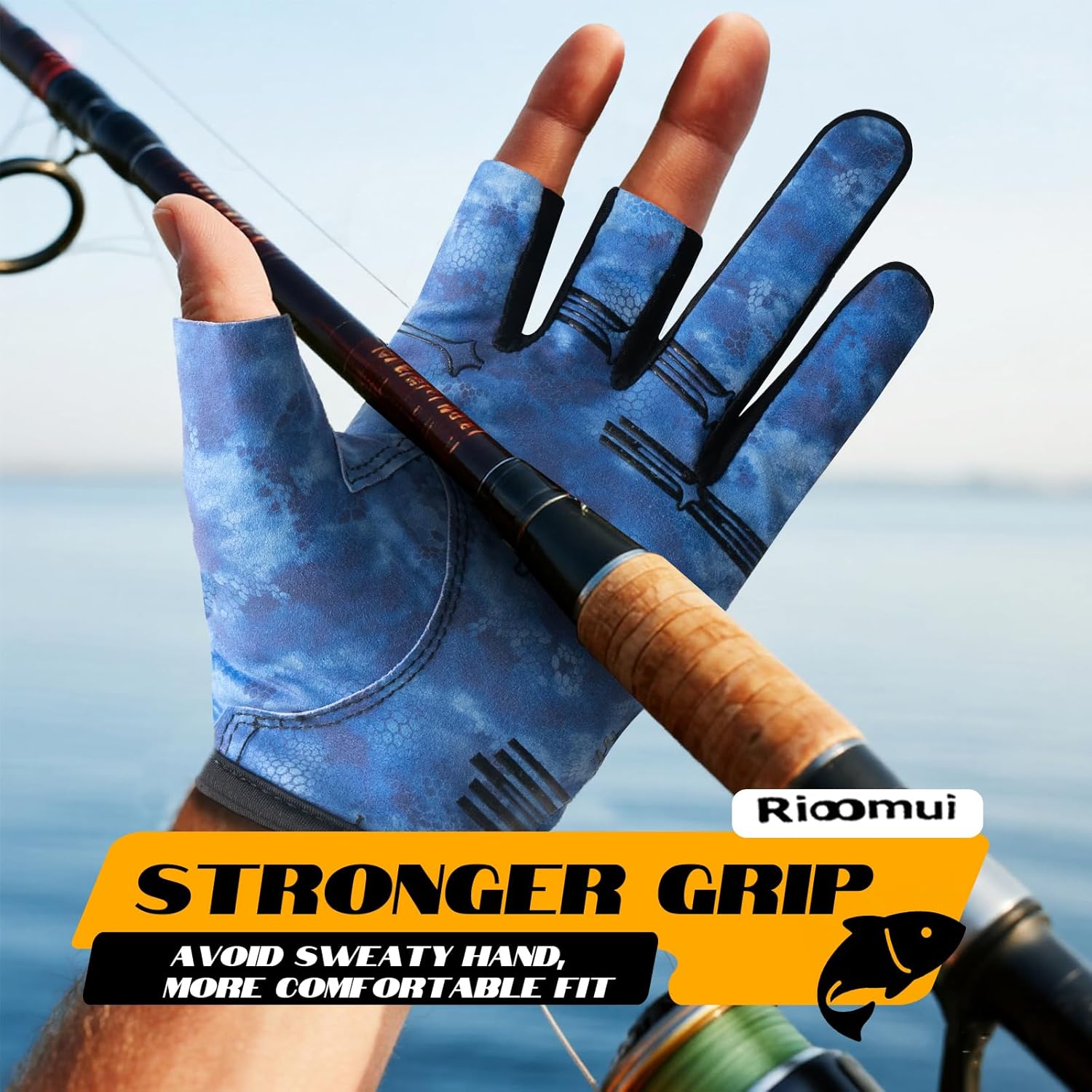 3-Cuts Fishing Gloves Men, Lightweight Breathable Anti-Slip Kayak Gloves Women for Kayaking, Sailing,Paddling,Rowing Enhanced Grip and Comfort - Image 3