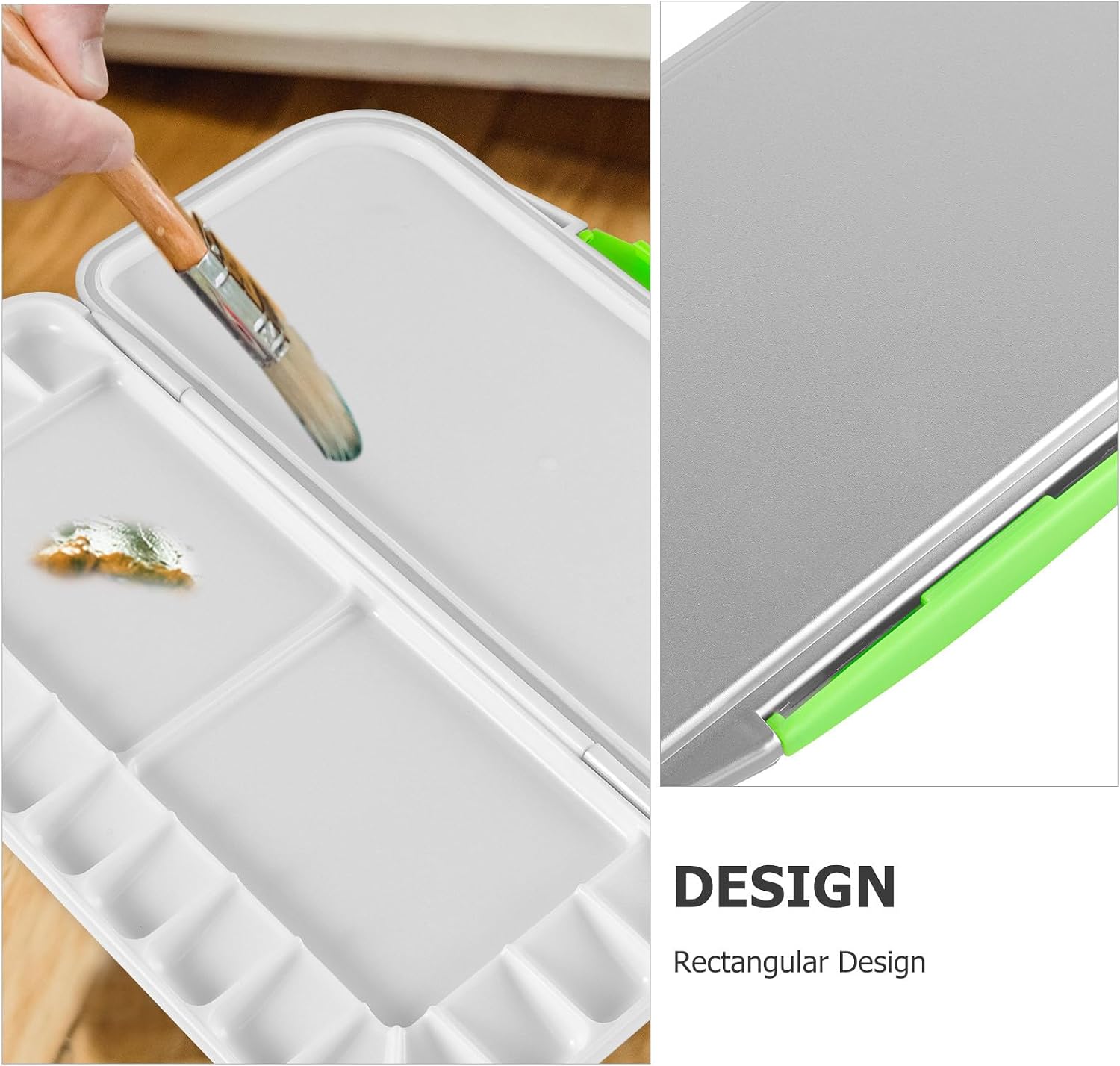 Beavorty Plastic Mixing Palette Tray Portable Pigment Case for Watercolor and Oil Painting Artists Empty Rectangular Art Paint Mixing Tray for Painting Supplies