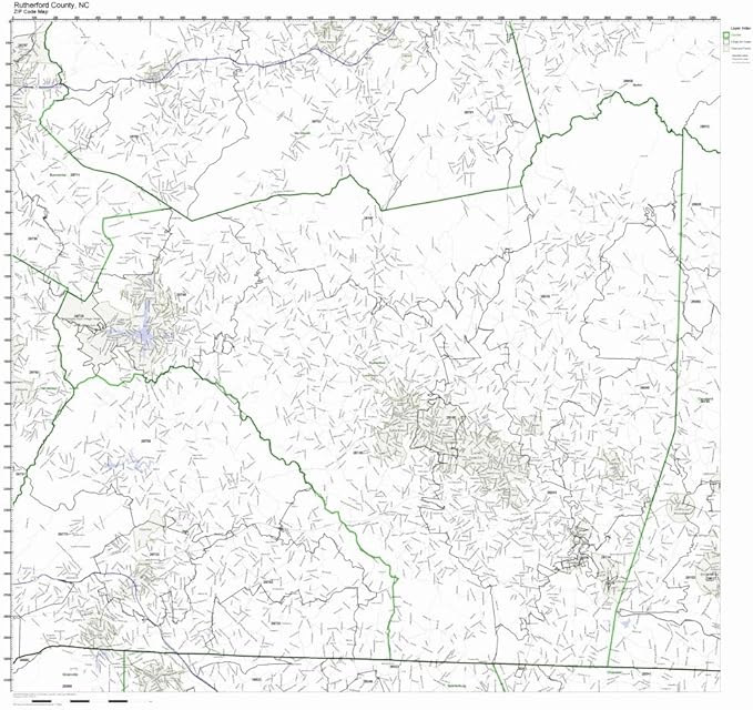 Working Maps Rutherford County, North Carolina NC Zip Code