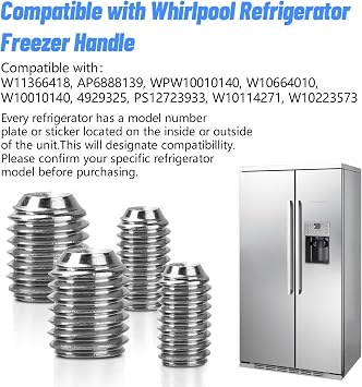 W11366418 Refrigerator Freezer Door Handle Mounting Set Screw Fit for Whirlpool Refrigerator -AM 1-5-1 - EA230910