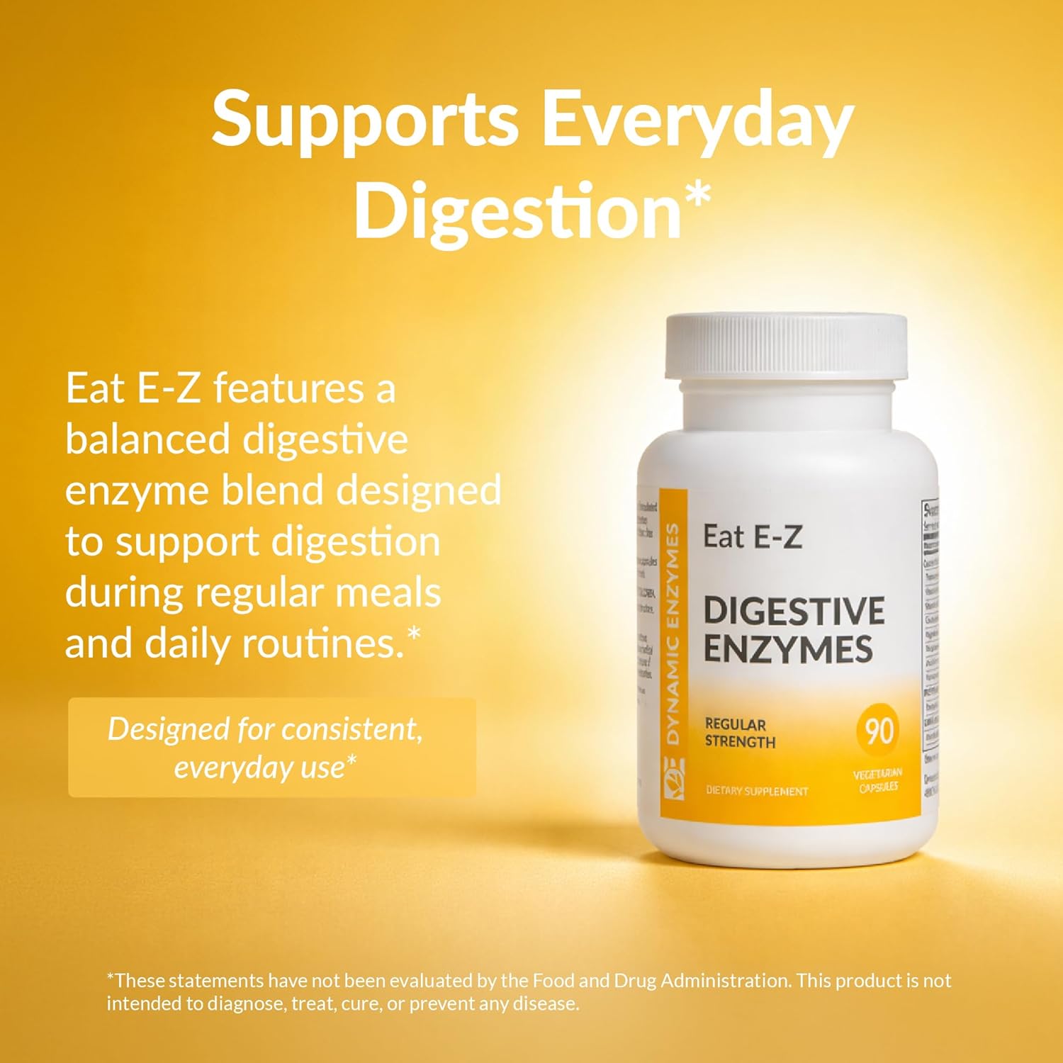 Eat E-Z Digestive Enzymes – Broad-Spectrum Enzyme Blend for Proteins, Carbohydrates, Fats, Dairy & Fiber – Supports Digestive Comfort & Occasional Bloating – 90 Capsules