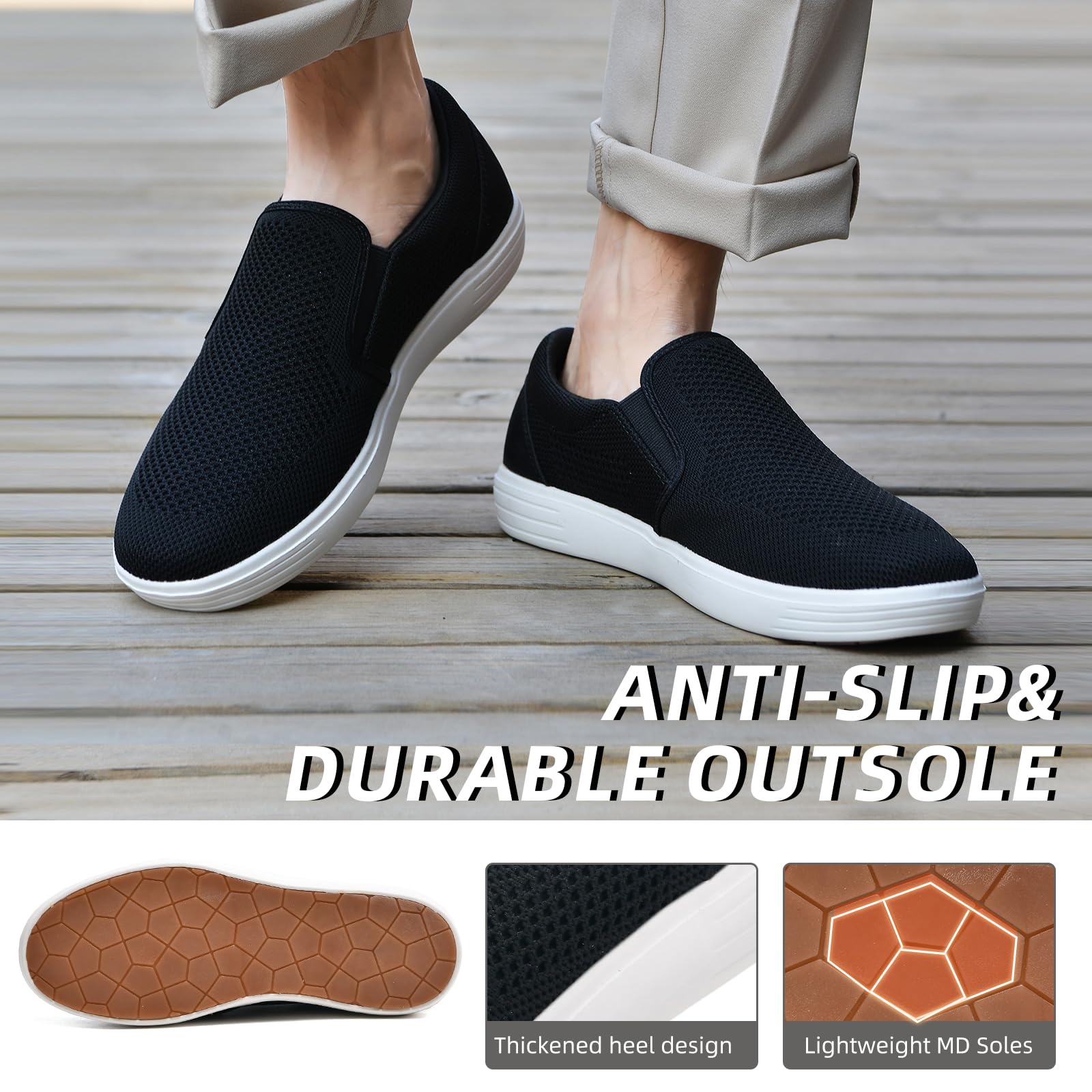 Puxowe Mocassins Slip-on pour Hommes Baskets en Maille Respirantes et Confortables Chaussures de Marche Légères et Décontractées