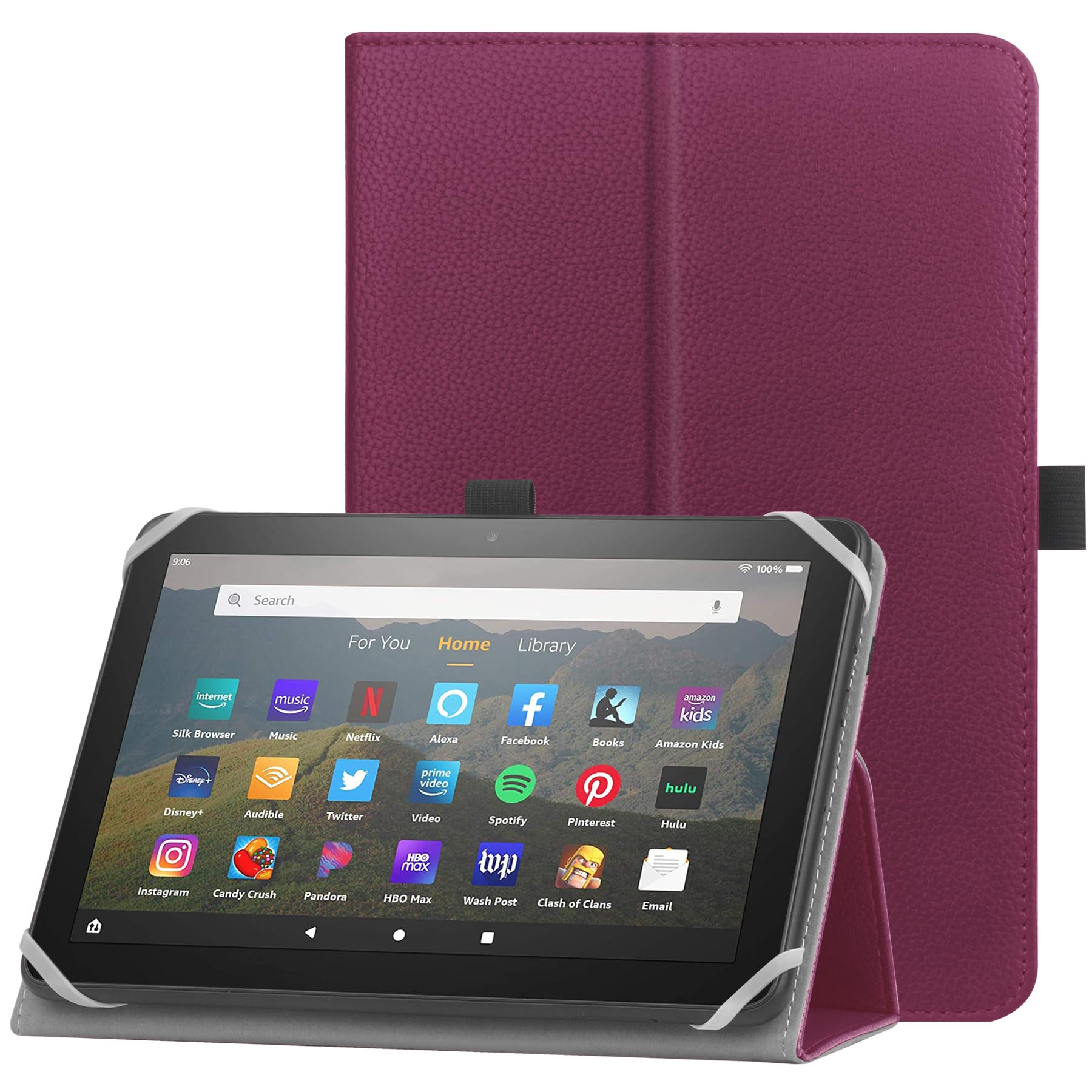 Cover Anti Graffi Custodia Folio Con Supporto In Pelle PU Per Tablet Amazon Fire 7, HD 8, 8 Plus, HD 10 Cover Tablet 10 Pollici Universale