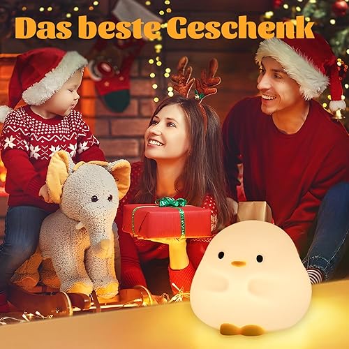 Miniatura 5 de Dudu Duck - Luz nocturna de silicona súper linda, recargable por USB, batería de larga duración, control táctil, brillo regulable para niños,