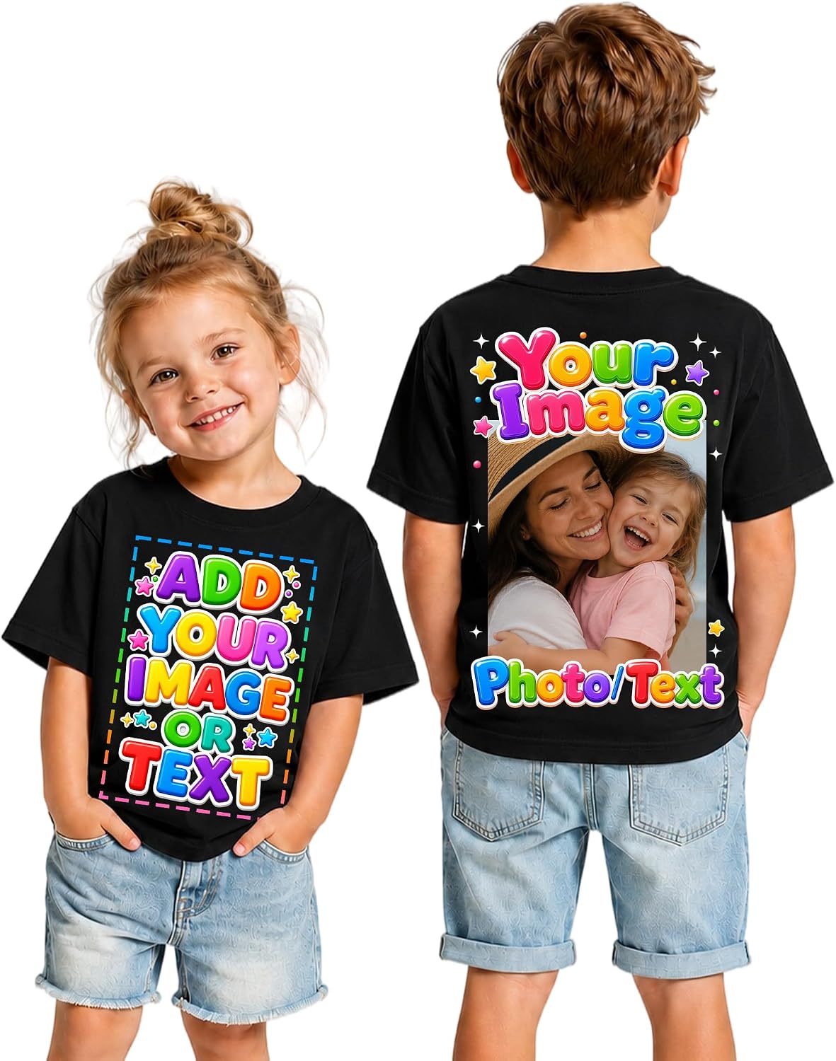 Custom Kid T Shirts Create Your Own Shirt with Photo Text Name for Children