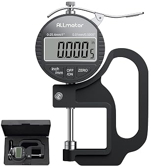 Digital Thickness Gauge,0-25.4mm,0.01mm/0.0005",Inch/Metric