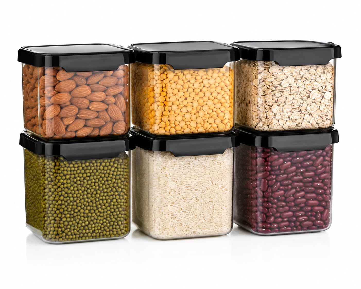 FIUMI Air Tight Containers for Kitchen Storage Set of 6 (500ml Each) | BPA-Free Airtight Food Storage Containers | Clear Stackable Pantry & Fridge Storage Jars for Pulses, Cereals, Dry Fruits & Snacks-image-0