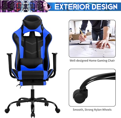 Miniatura 30 de Silla ergonómica para juegos de PC, silla de oficina para computadora, silla giratoria ajustable para videojuegos, silla de carreras con soporte