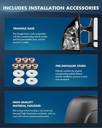 Miniatura 6 de Par de espejos para ECCPP para modelos 1999-2007Ford F250F350F450F550, espejo lateral, ajuste manual, negro.