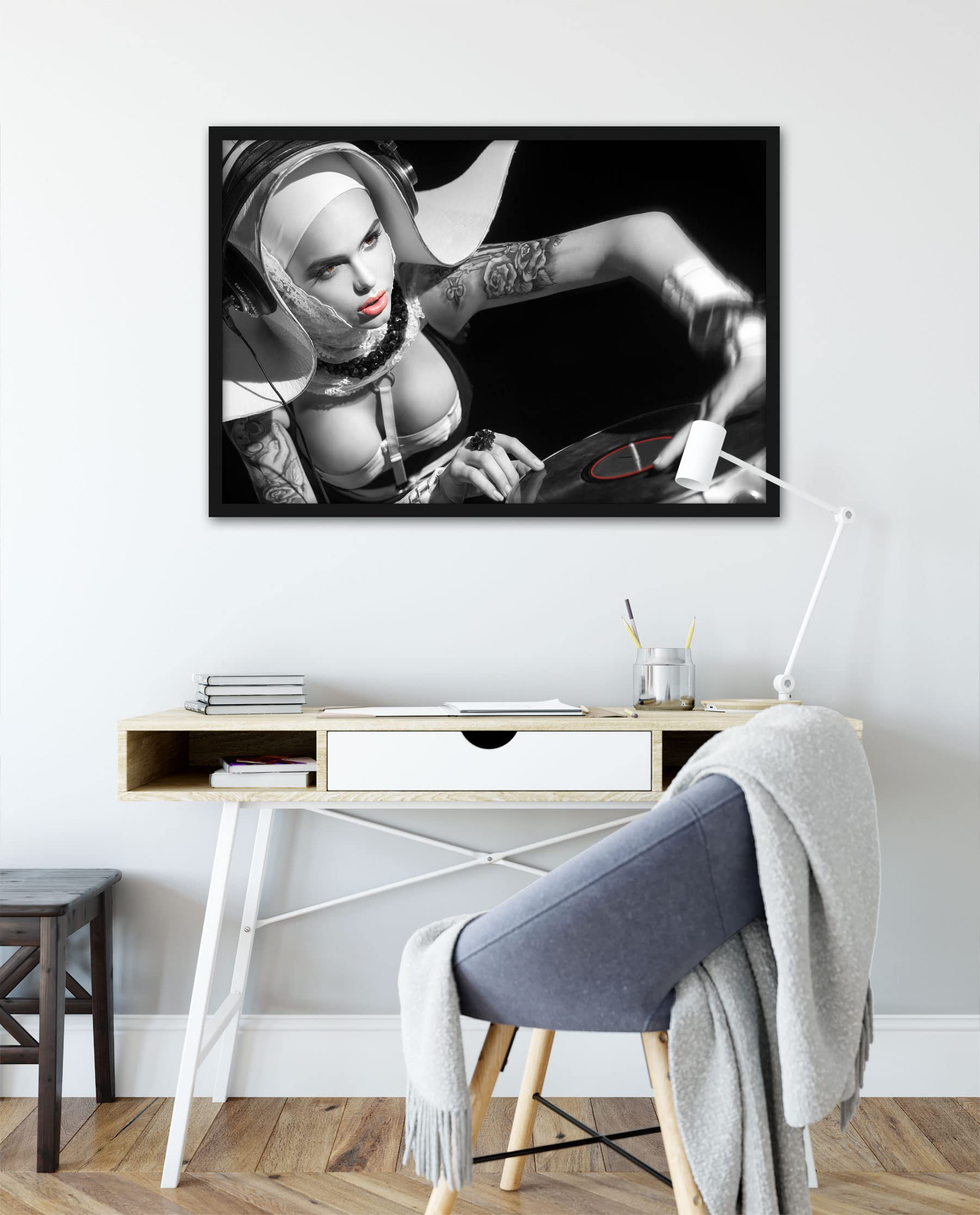 Poster da donna tatuata, con cornice, 80 x 60 cm, con cornice