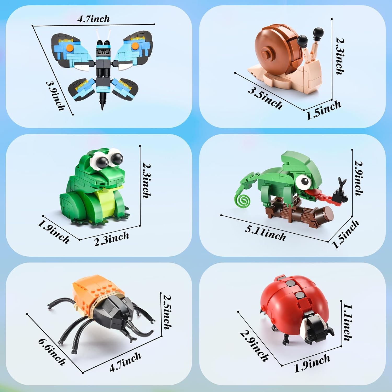 Insects Collection Building Set for Kids, 10 Packs Bug Building Blocks, Animals Insect Bug Toys, Party Favors Ideal Gift for Boys Girls