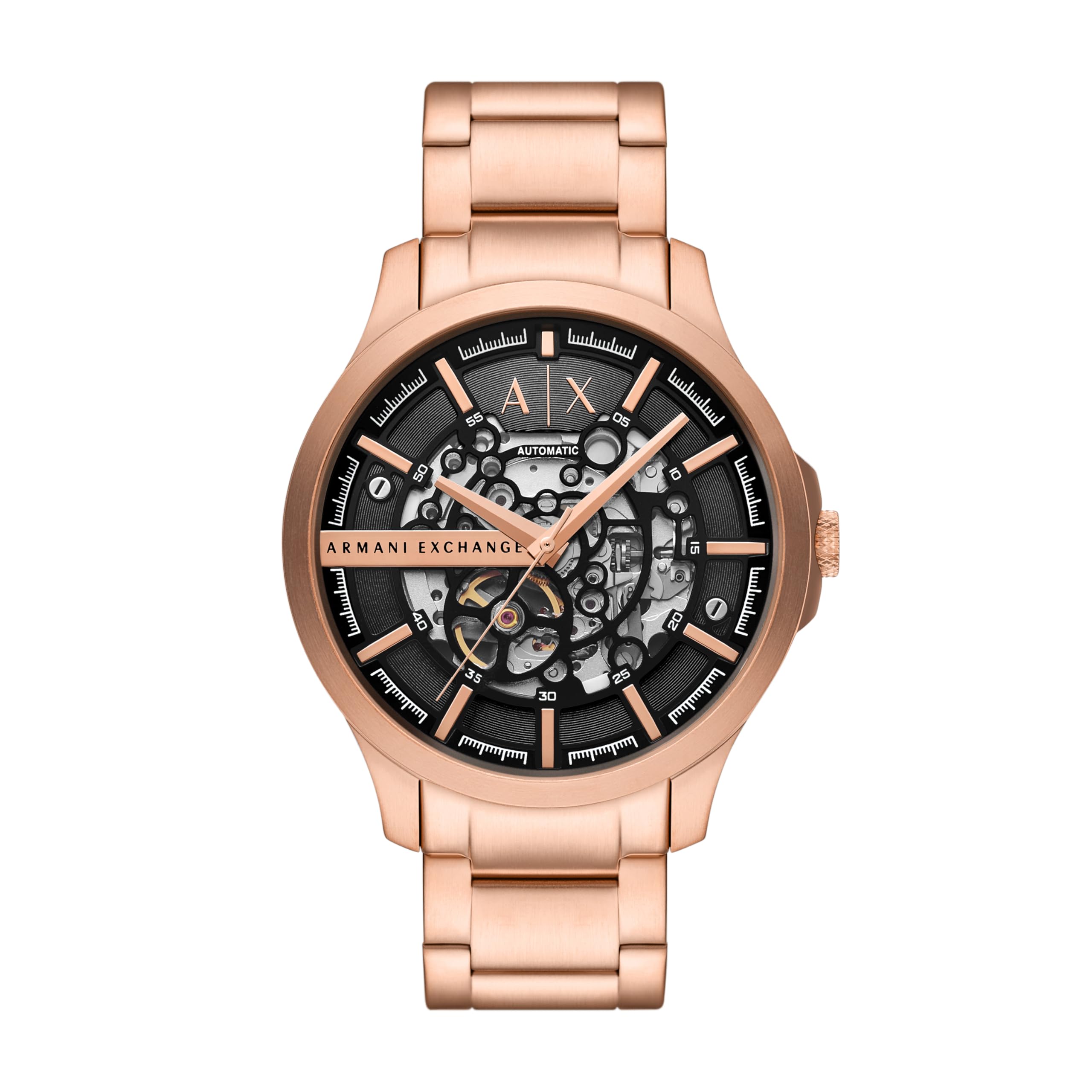 A|X ARMANI EXCHANGE Men's Automatic Rose Gold-Tone Stainless Steel Watch (Model: AX2456), Rose Gold, modern
