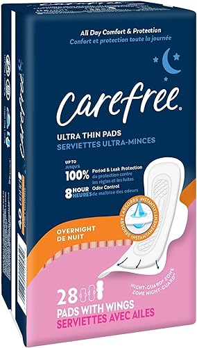 Miniatura 2 de Carefree Ultra Thin Overnight with Wings 28 Count (Pack of 3)