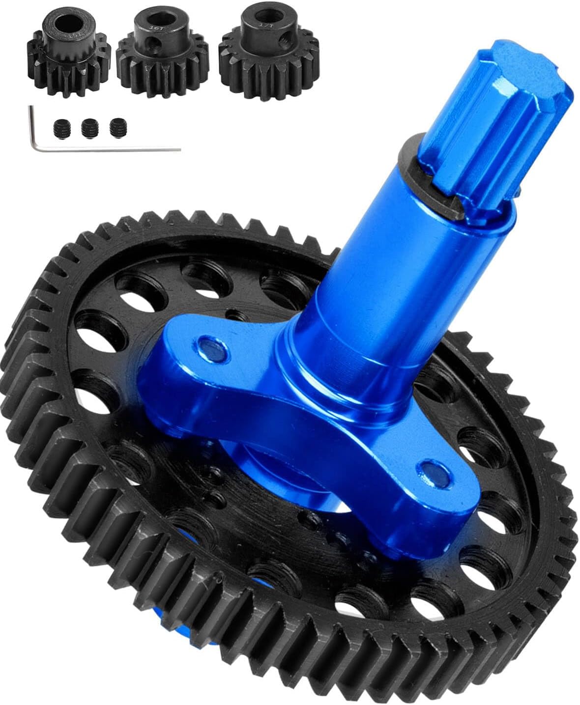 Metal Spur Gear Slipper Clutch 57T(32dp) with 15T/16T/17T Pinions Gear Upgrades Part for 1/10 Granite/Senton/Big Rock/Vorteks 3s mega550,Kraton/Outcast 4S,Navy Blue