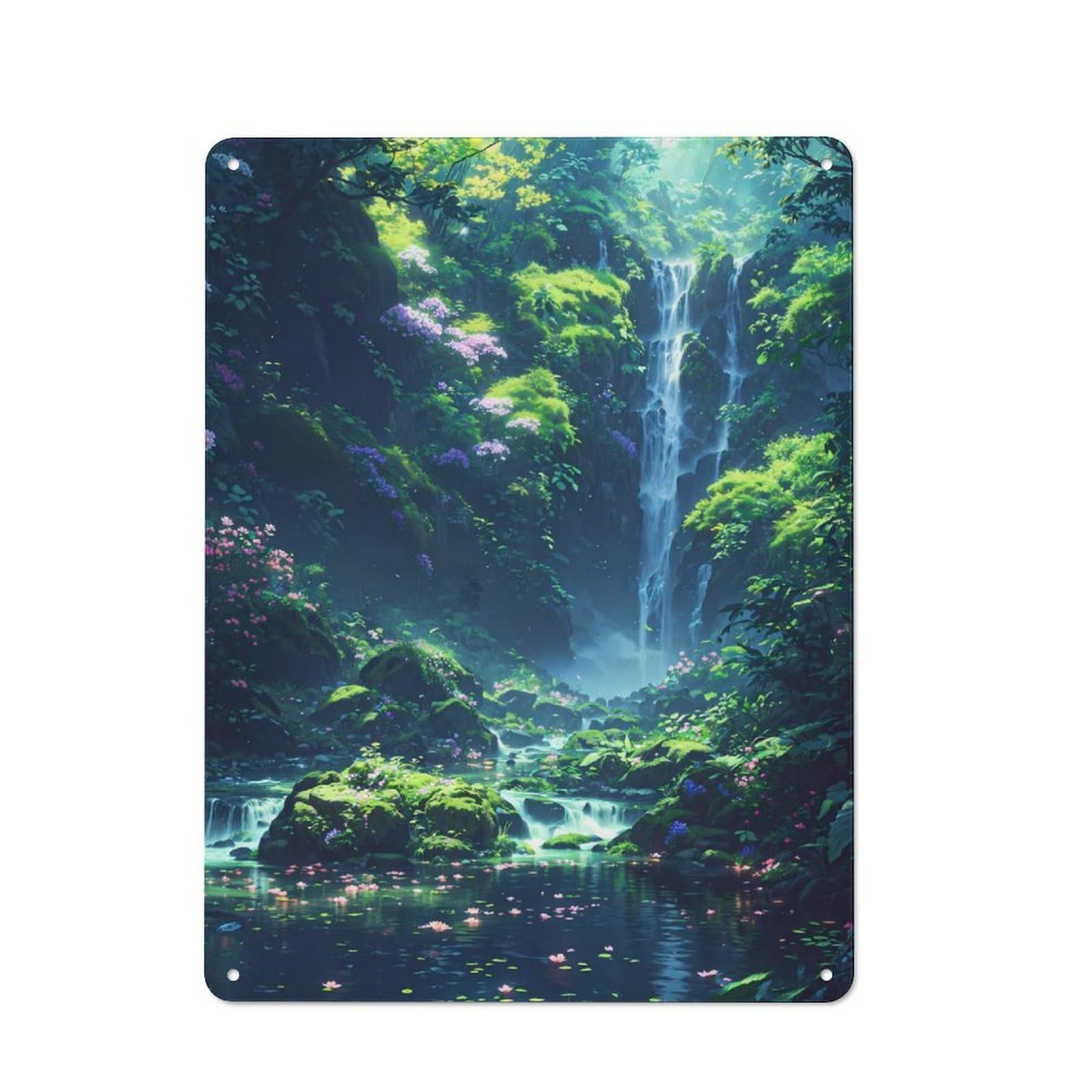 Junmoney Peaceful Waterfalls Retro Metal Plaque 40X30cm For Lounge Or Reading Corner, Winter Wall Decor For Reading Corner Decorators