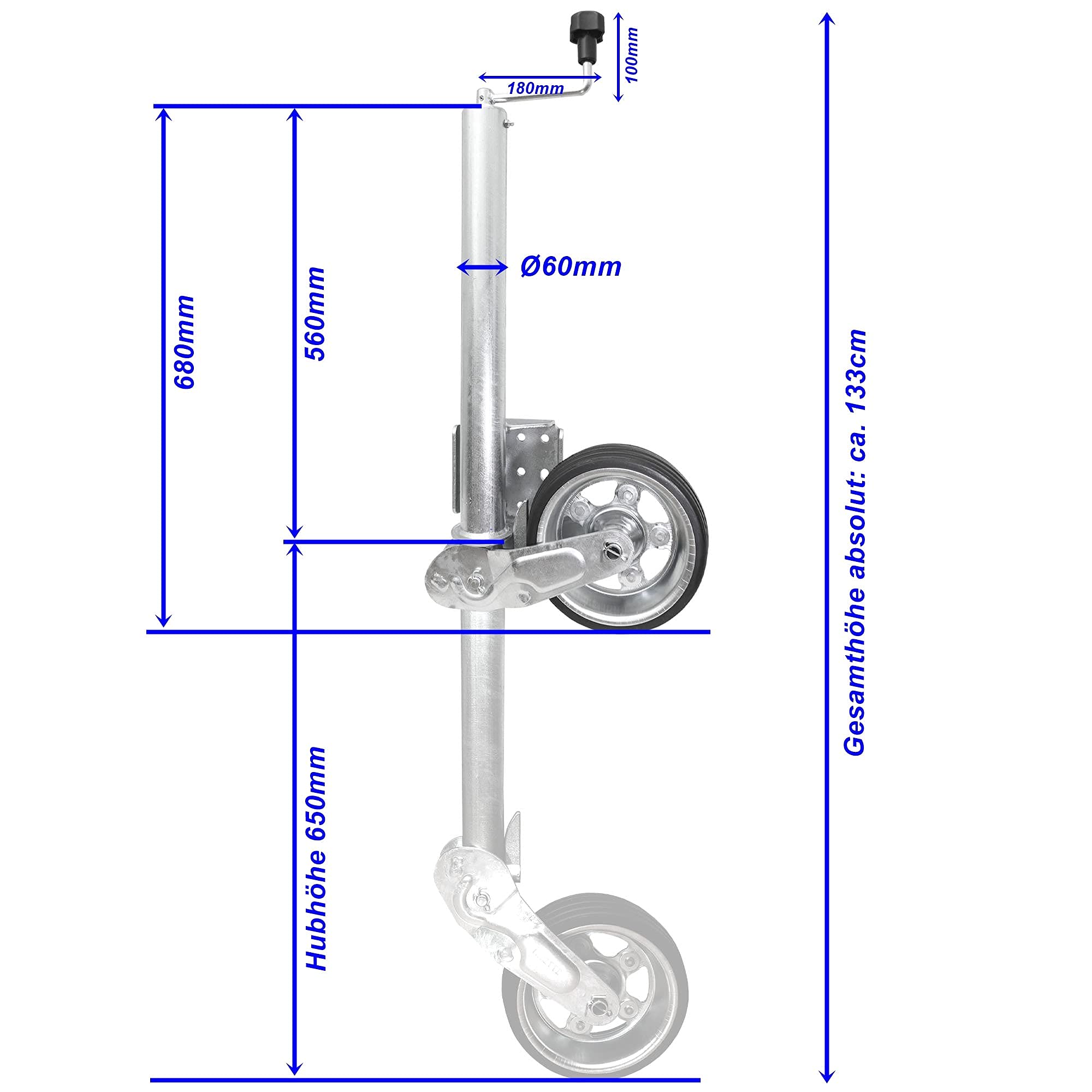 The Drive Automatik Anhänger-Stützrad Stützlast 500KG verlängerter Hub
