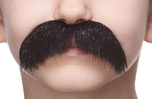 Mustaches Bigote falso, autoadhesivo, novedad, pelo falso facial de morsa pequeña, accesorio de disfraz para niños, color negro brillante