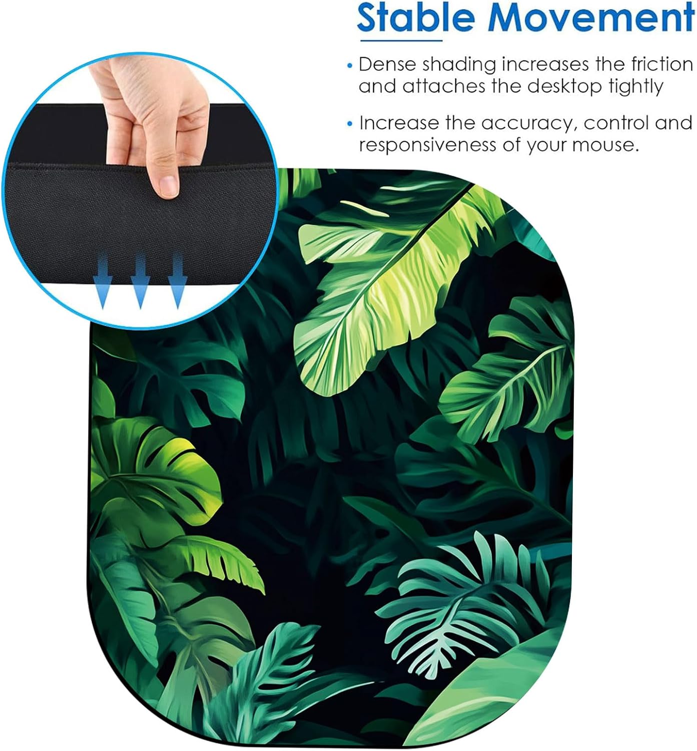 Small Mouse Pad，Mini Mouse Pad 6 x 7 Inch，for Laptop Keyboard Tray Wireless Mouse Home Office Travel，with Non-Slip Rubber Base, Waterproof Mouse Mat，Tropical Green Leaves