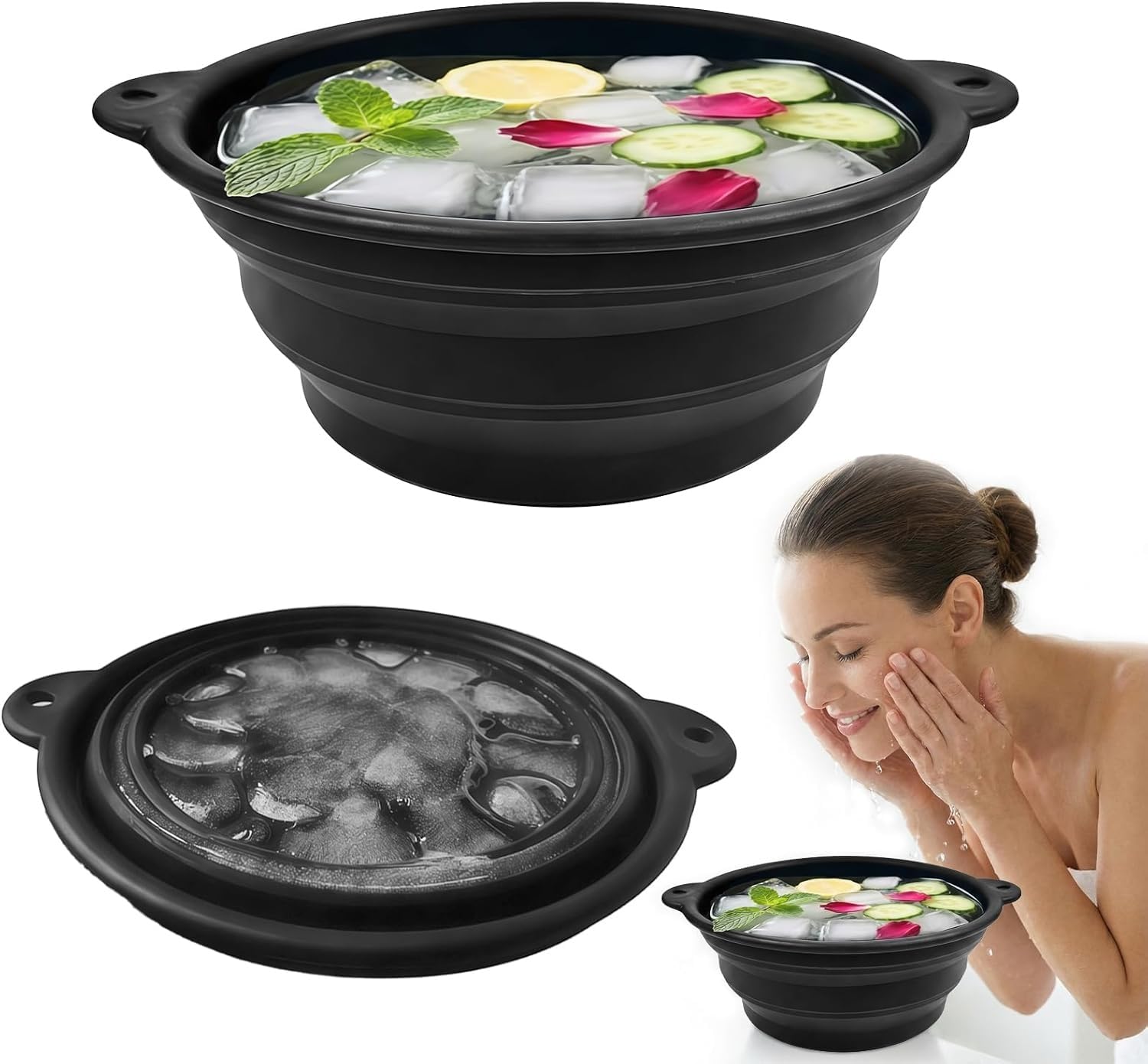 Silicone Ice Face Bowl, Foldable Face Bowl With Built-In Ice Tray, Quick Cooling For Puffiness Relief, Soothe Skin, Bathroom Accessories, Home Travel Use-image-20