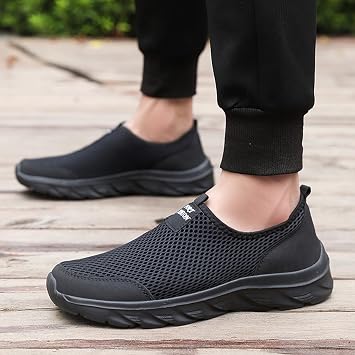 Men'S Walking Shoes - Men's Fashion Sneakers Breathable Mesh Lightweight Casual Sports Footwear with Modern Pattern Design